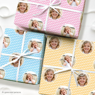 Cute Hearts Kids Birthday Photo 3 Set Colourful Wrapping Paper Sheet