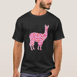 Cute Hearts Llama Funny Animals Lover Valentines D T-Shirt