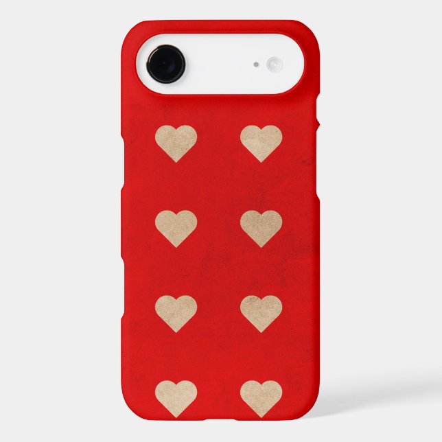 Cute Hearts on Red Background iPhone / iPad case (Verso)