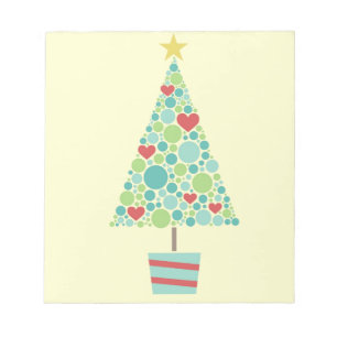 Cute hearts pastel modern Christmas tree Notepad