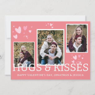 Cute Hearts Pattern 3 Photo Happy Valentine Day Holiday Card