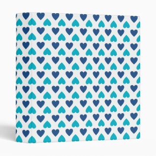Cute Hearts Pattern:Blue Binder