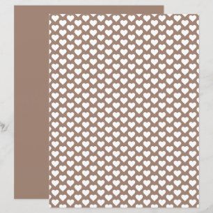 Cute Hearts Pattern Earthy Brown Scrapbook Paper