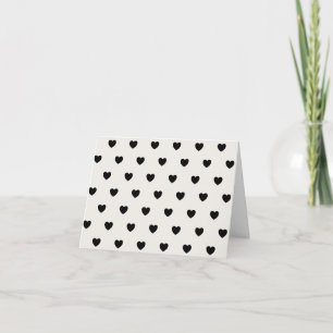 Cute Hearts Pattern in Chic Black and White Note Card