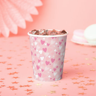 Cute Hearts Pink Paper Cups