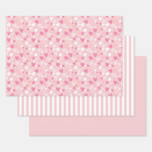 Cute Hearts Pink Wrapping Paper Sheet
