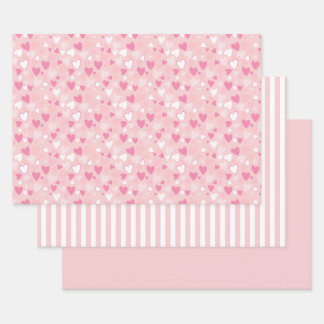 Cute Hearts Pink  Wrapping Paper Sheet