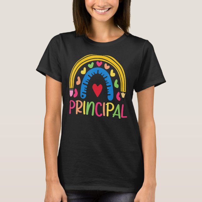 Cute Hearts Principal Inspire Boho Rainbow appreci T-Shirt (Front)