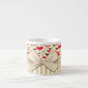 Cute Hearts  Stripes and Bow Espresso Cup