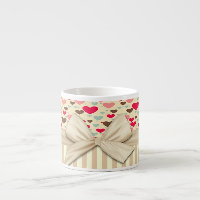 Cute Hearts  Stripes and Bow Espresso Cup (Front)
