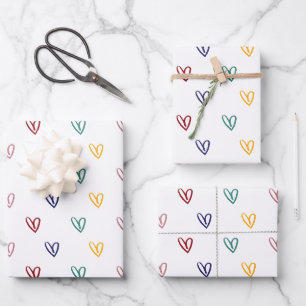 Cute Hearts Style 2 Wrapping Paper Sheet