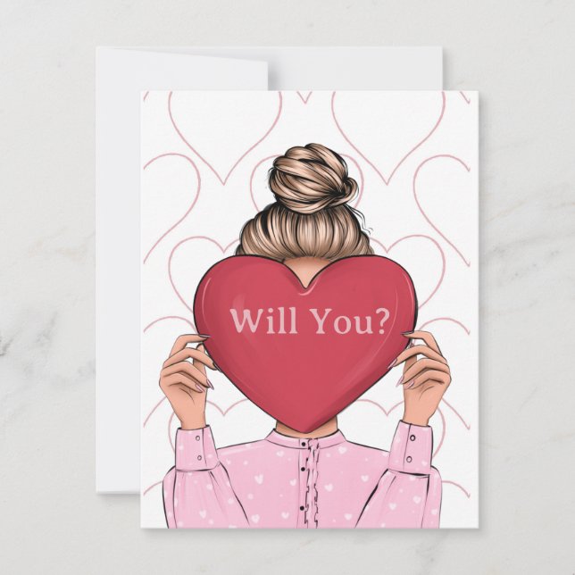 Cute Hearts Valentine's Bridesmaid Proposal Card (Front)