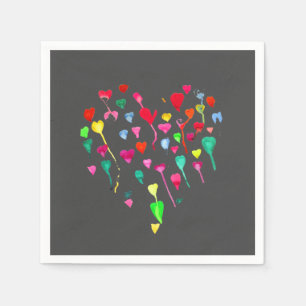 Cute hearts watercolor illustration picnic art napkin