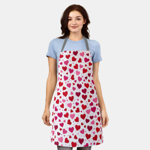 Cute Hearts Womens Apron - Red Pink Graphic Gift