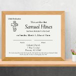 Cute Hearts Wood Cross Baby Dedication Certificate Letterhead<br><div class="desc">An adorable black-and-white baby dedication certificate featuring a cute cross with hearts. Add your son or daughter's name,  accompanied by your ceremony details.</div>