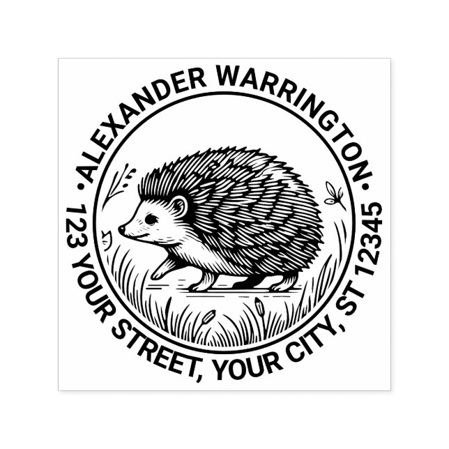 Cute Hedgehog #2 Name Return Address Self-inking Stamp (Design)