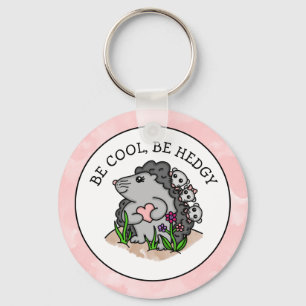 Cute Hedgehog and Babies and Funny Pun Keychain