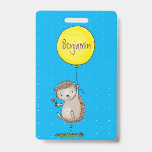 Cute hedgehog and balloon cartoon pattern badge
