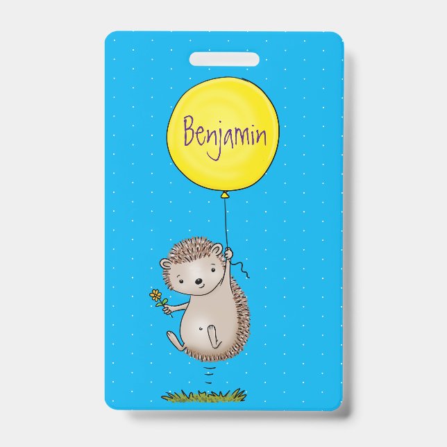 Cute hedgehog and balloon cartoon pattern badge (Front)
