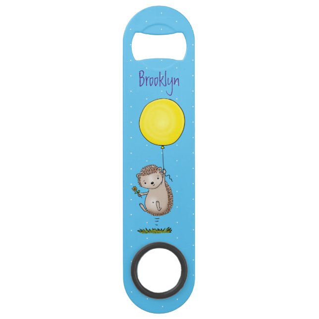 Cute hedgehog and balloon cartoon pattern bar key (Front)