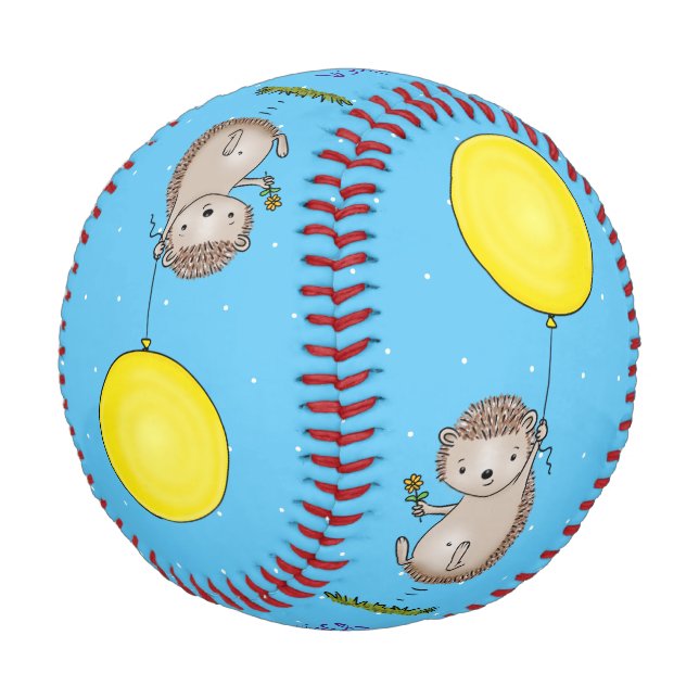 Cute hedgehog and balloon cartoon pattern baseball (Angled)