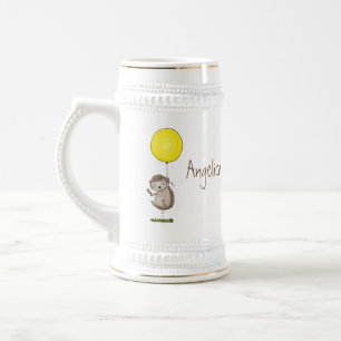 Cute hedgehog and balloon cartoon pattern beer stein