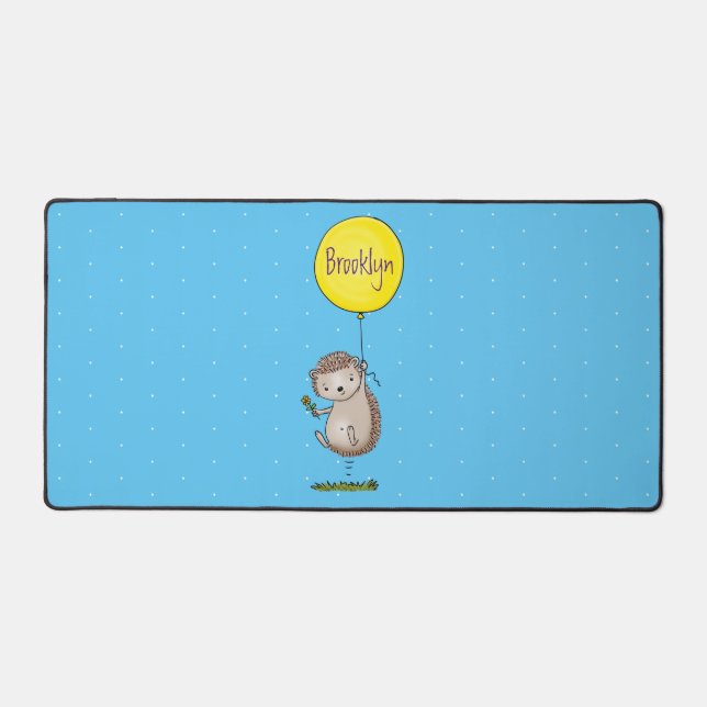 Cute hedgehog and balloon cartoon pattern desk mat (Front)