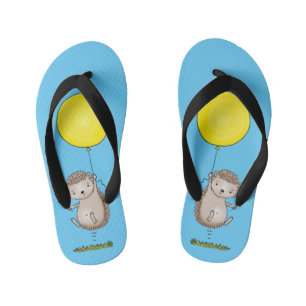 Cute hedgehog and balloon cartoon pattern kid's flip flops