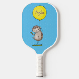 Cute hedgehog and balloon cartoon pattern  pickleball paddle