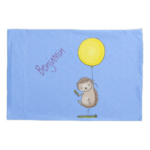 Cute hedgehog and balloon cartoon pattern pillowcase