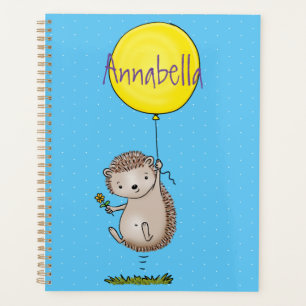Cute hedgehog and balloon cartoon pattern planner