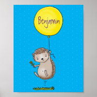 Cute hedgehog and balloon cartoon pattern