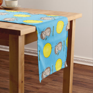 Cute hedgehog and balloon cartoon pattern short table runner