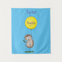 Cute hedgehog and balloon cartoon pattern