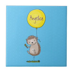 Cute hedgehog and balloon cartoon pattern tile