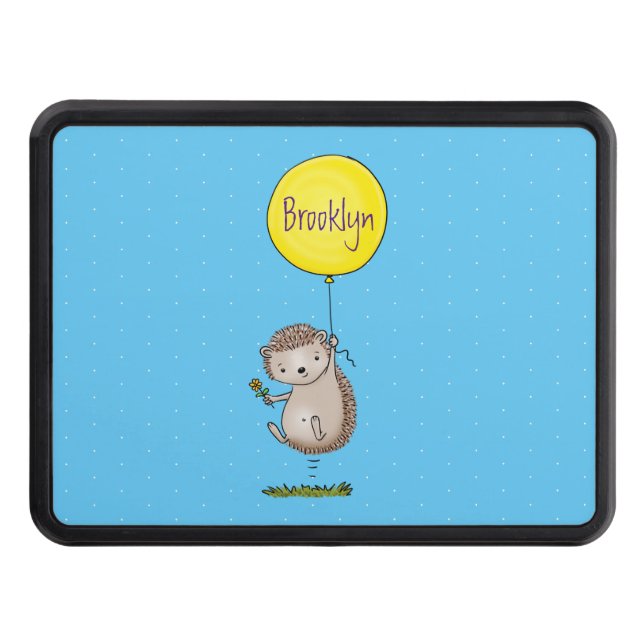 Cute hedgehog and balloon cartoon pattern trailer hitch cover (Front)