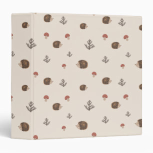 Cute Hedgehog and Mushrooms Forest Pattern Binder