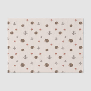 Cute Hedgehog and Mushrooms Forest Pattern Tissue Paper