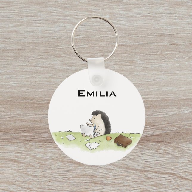 Cute Hedgehog Animal with Computer Colour Keychain (Creator Uploaded)