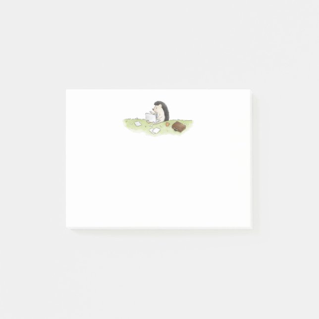 Cute Hedgehog Animal with Computer Colour Post-it Notes (Front)