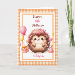 Cute Hedgehog Any Age Birthday for Girls Card