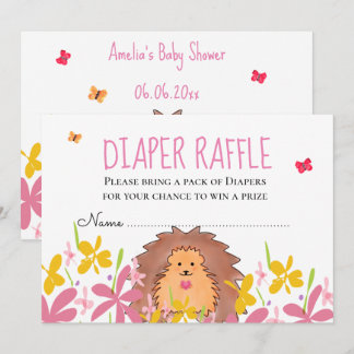 Cute Hedgehog Baby Shower Diaper Raffle Invitation
