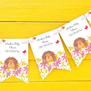 Cute Hedgehog Baby Shower Personalized Bunting Flags