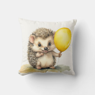 Cute Hedgehog Balloon Gender Neutral Personalized  Throw Pillow