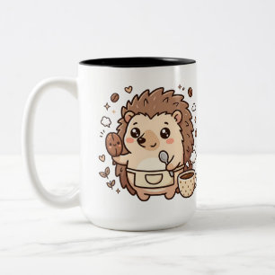 Cute Hedgehog Bean Spoon Two-Tone Coffee Mug
