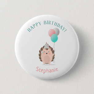 Cute Hedgehog Birthday 2 Inch Round Button