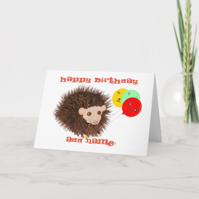Cute hedgehog Birthday add name Card (Front)