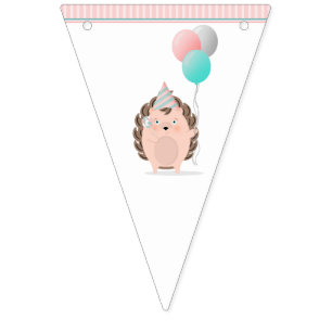 Cute Hedgehog Birthday Bunting Flags