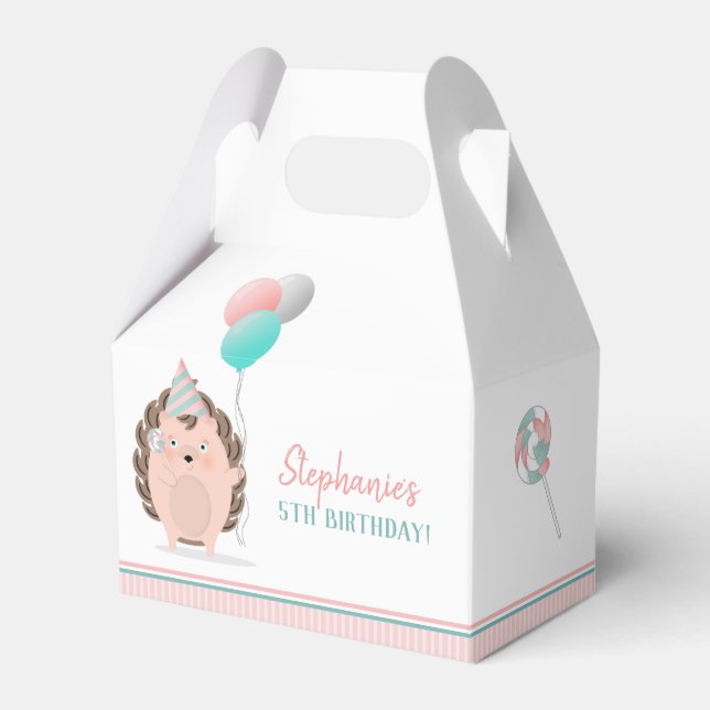 Cute Hedgehog Birthday Favor Box (Front Side)