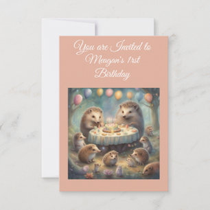 Cute HedgeHog Birthday Invitation personalize
